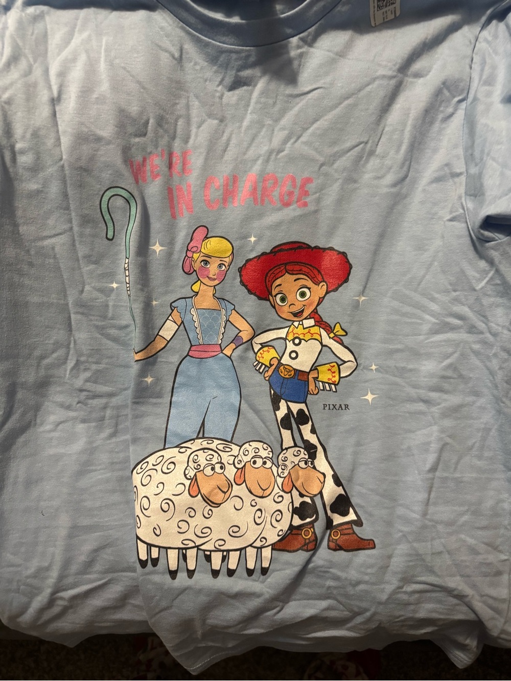 Disney Pixar Light Blue 'We're In Charge' Jessie & Bo Peep Kids Tee